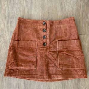 Pink Lily corduroy button-down skirt. Perfect for fall!